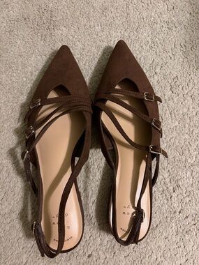 a new day Brown Pointed Toe Strappy Flats